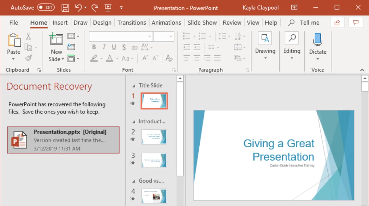 recover unsaved ppt file