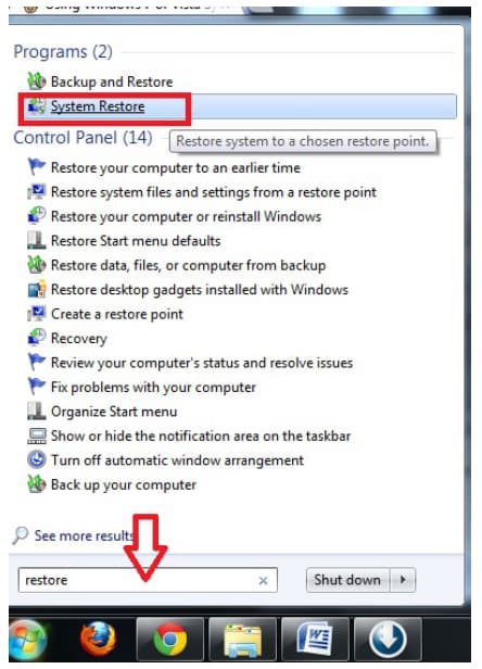 how to recover files after system restore Windows 7