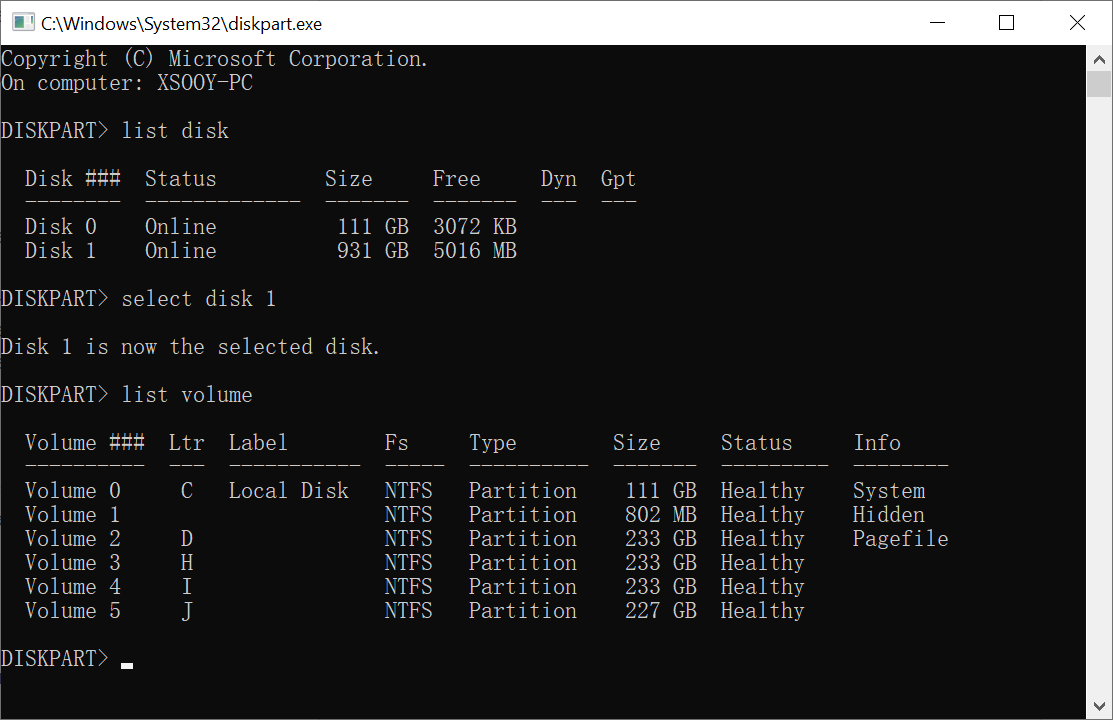 recover partition using diskpart