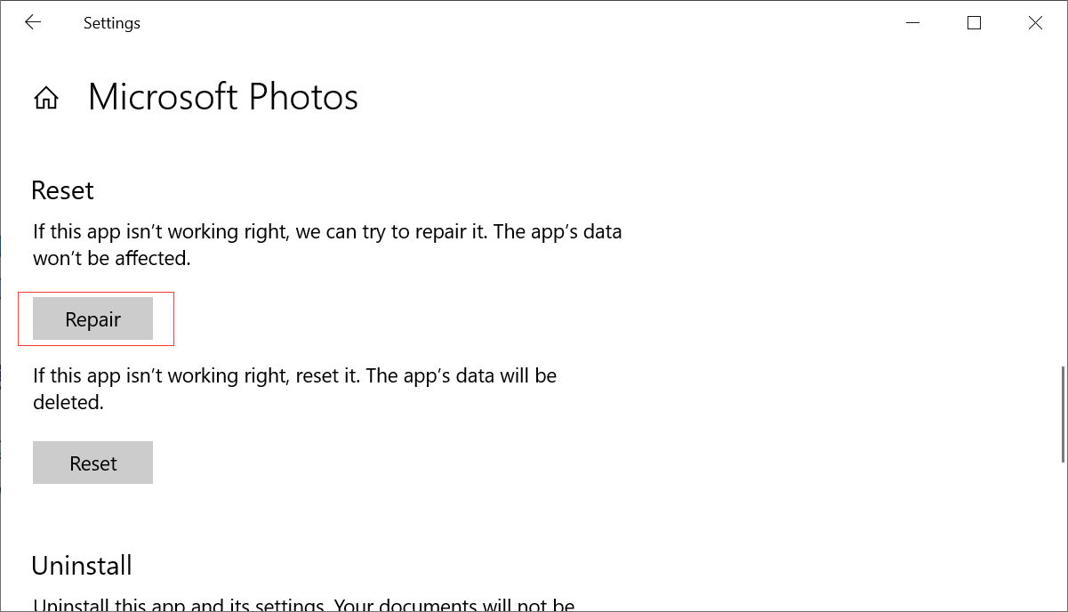 Microsoft Photos Repair