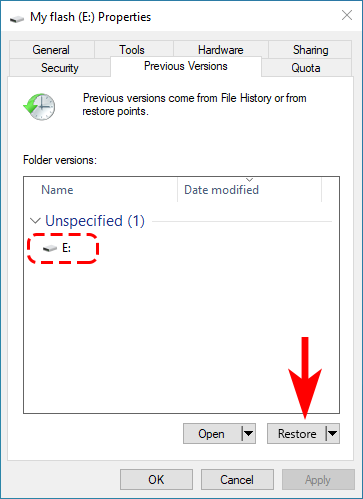 recover formatted hard drive by previous version