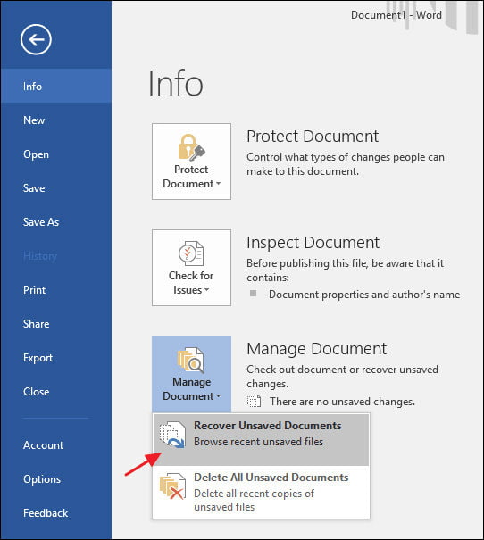 Recover Unsaved Documents