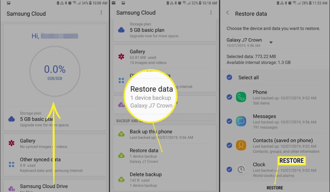 Restore Deleted Pictures on Android from Samsung Cloud