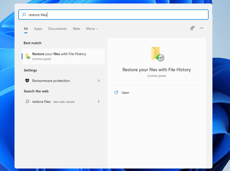 restore your files with file history windows 11