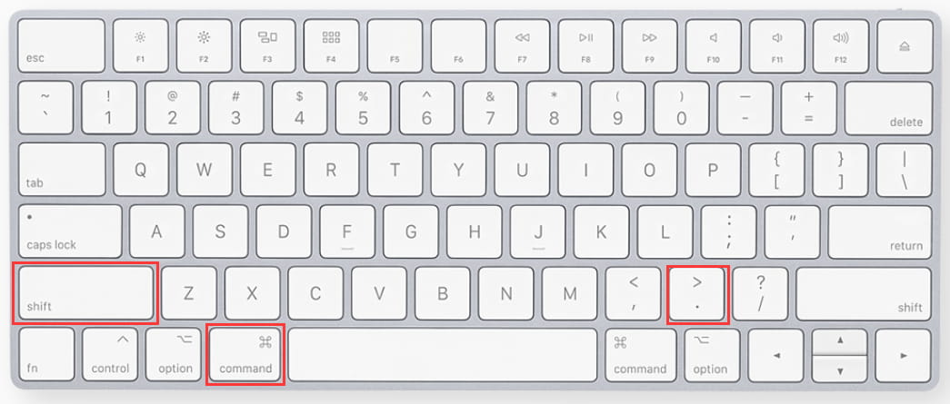 Command + Shift + .
