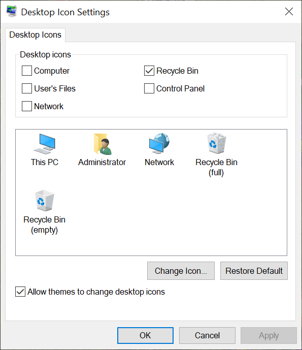 Show Recycle Bin on Desktop