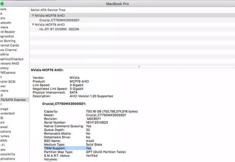 Check TRIM Enabled on Mac