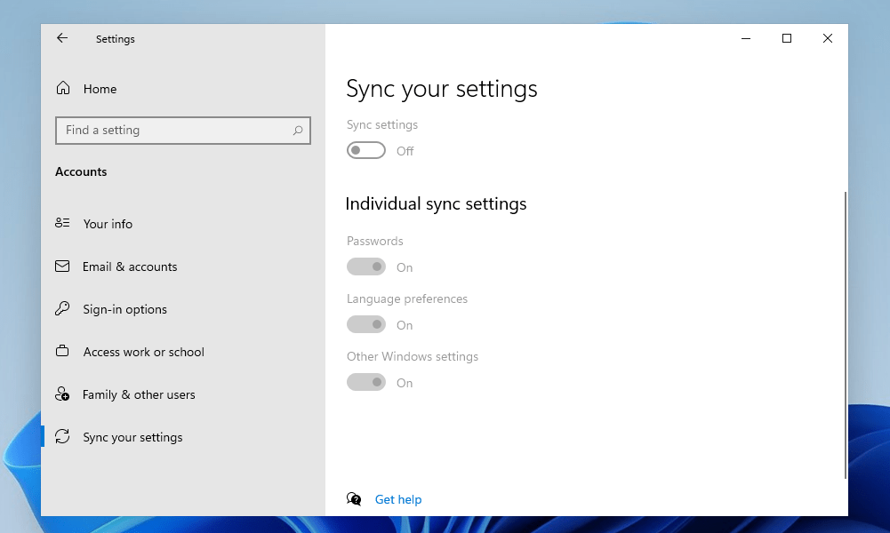 Sync your settings windows 11