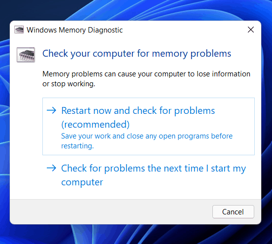 Windows 11 Memory Diagnostics