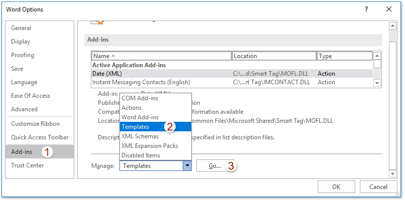 fix corrupted documents in word by close the templates