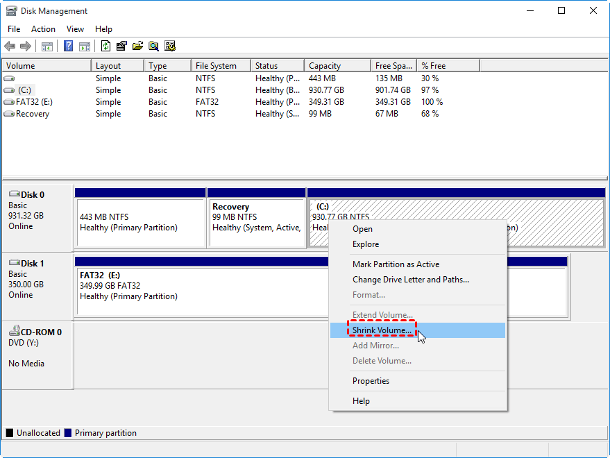 Shrink C drive