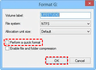 SSD Formatting Settings