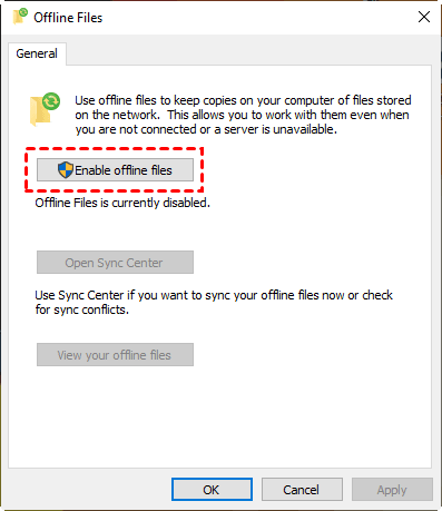 Enable Offlinefiles