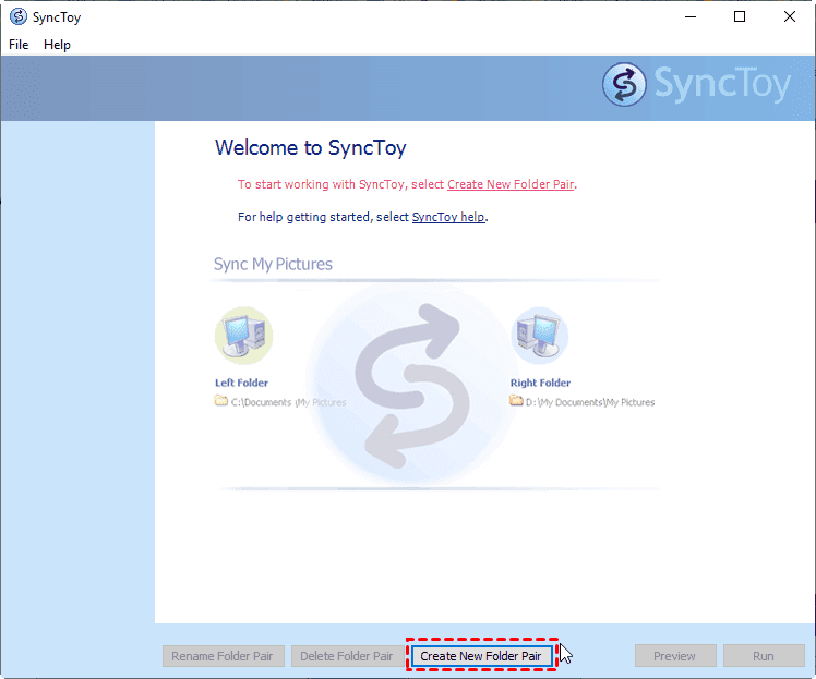 Synctoy Create New Folder Pair