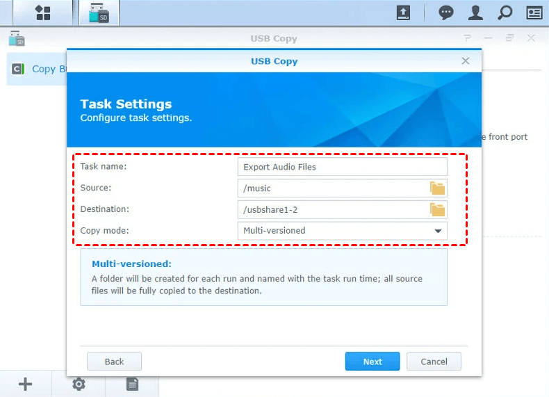 Select Sync Settings and Mode