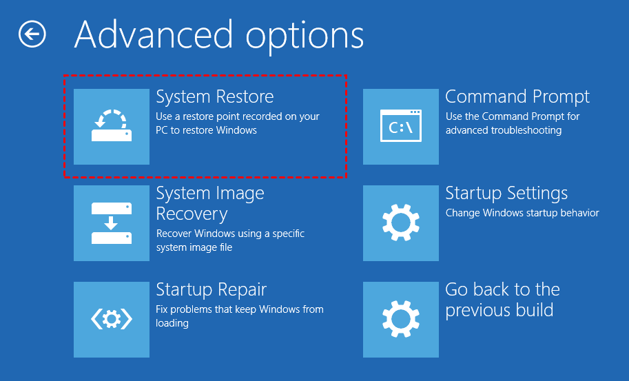 Restore From Advanced Options