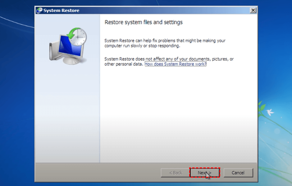 Win 7 System Restore Wizard