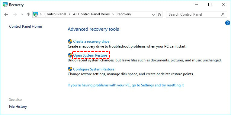 Open System Restore