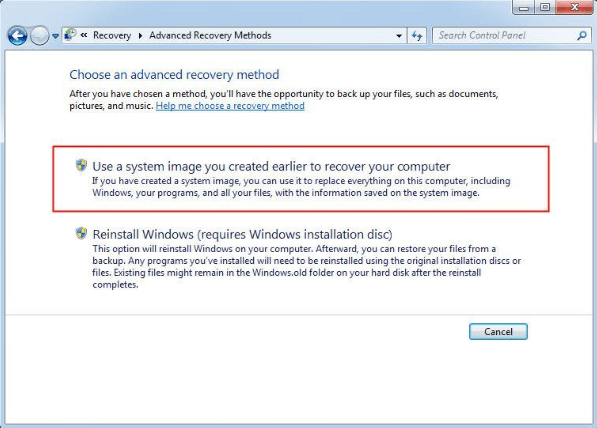 Use System Image Recover Computer
