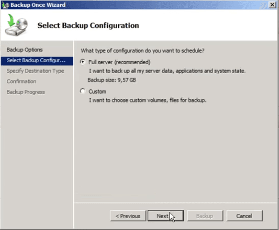 select backup