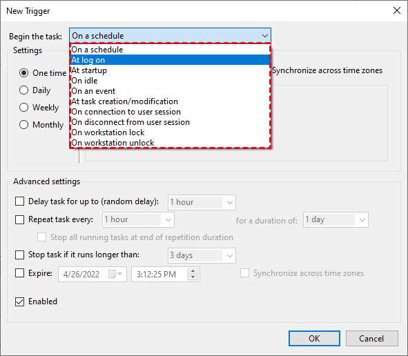 Task Scheduler Triggers