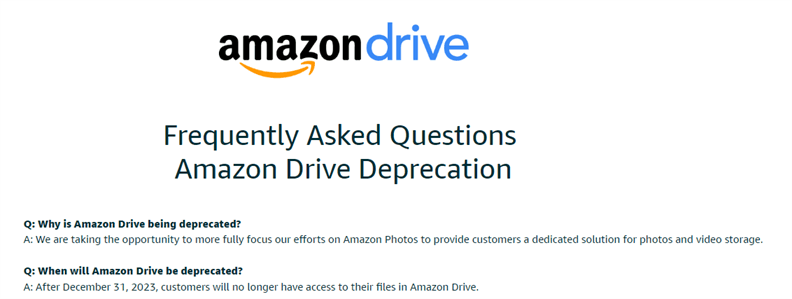 Amazon Drive Deprecation