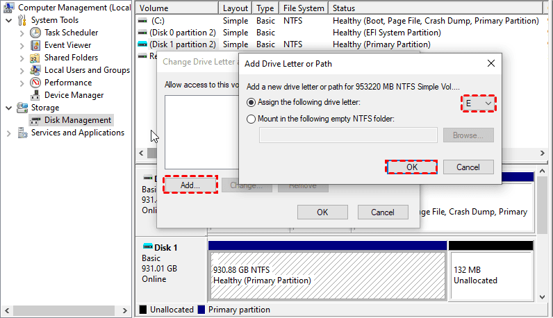 Assign Drive Letter for Mounted VHD