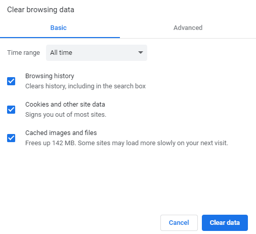 Clear Browsing Data