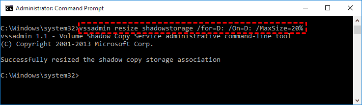 Vssadmin Resize Shadowstorage