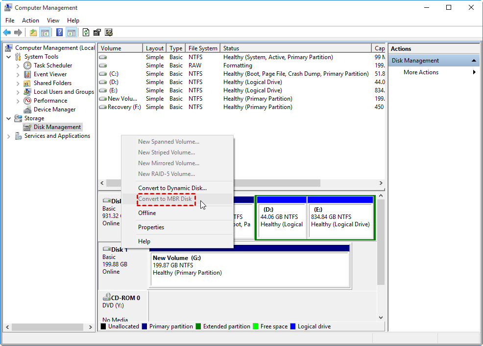 Convert To Mbr Disk Not Available