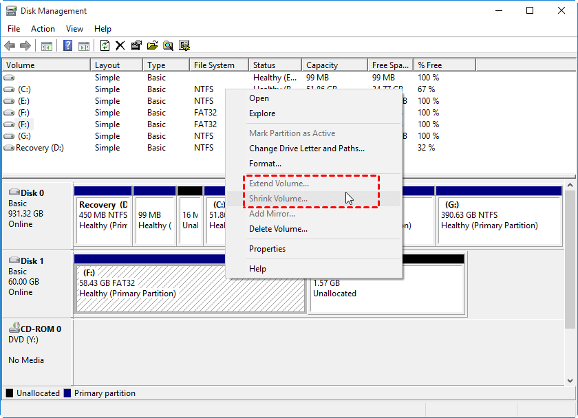 Extend Or Shrink Greyed Out