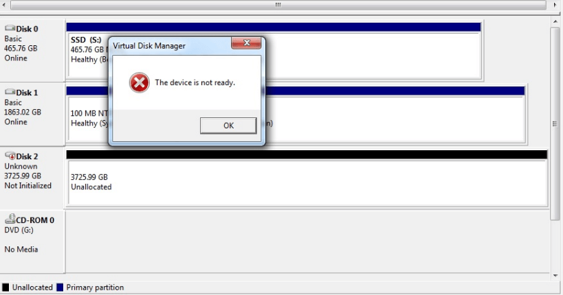 Initialize Disk Device Is Not Ready
