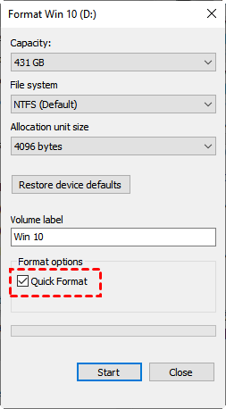 Windows Quick Format 