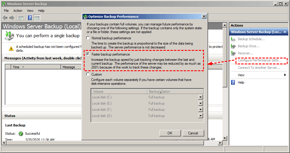 Faster Backup Performance