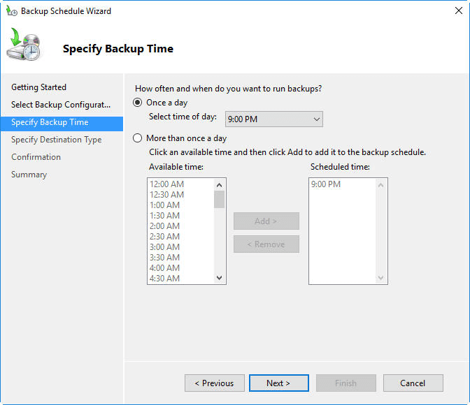 Specify Backup Time